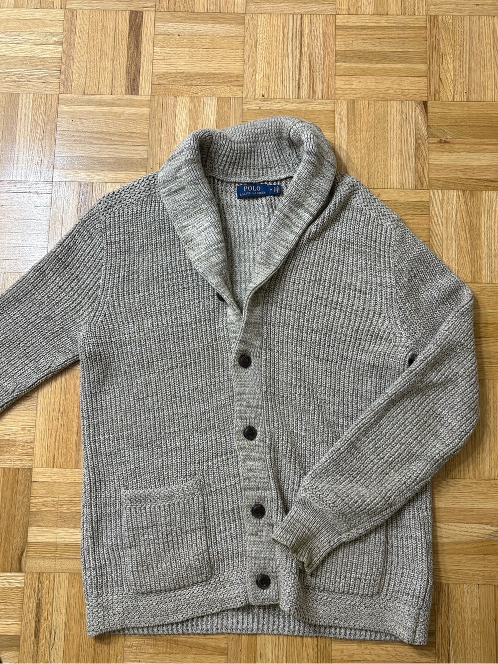 Ralph Lauren Shawl Collar Cardigan in Heather Oatmeal AVALIABLE FOR TWO DAYS